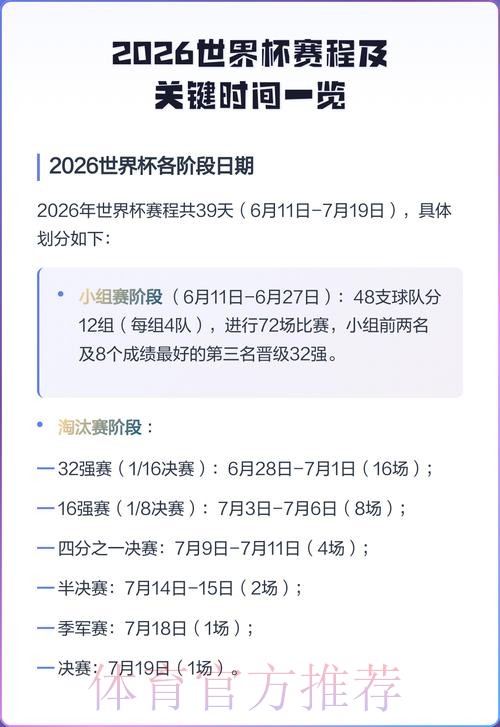 2026世界杯完整比赛时间表 2026世界杯完整比赛时间表